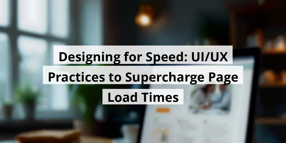 Designing for Speed: UI/UX Practices to Supercharge Page Load Times