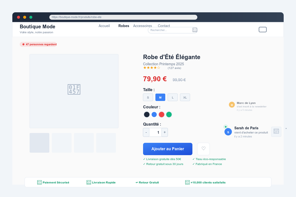 Site e-commerce avec notification (vient d'être créée)