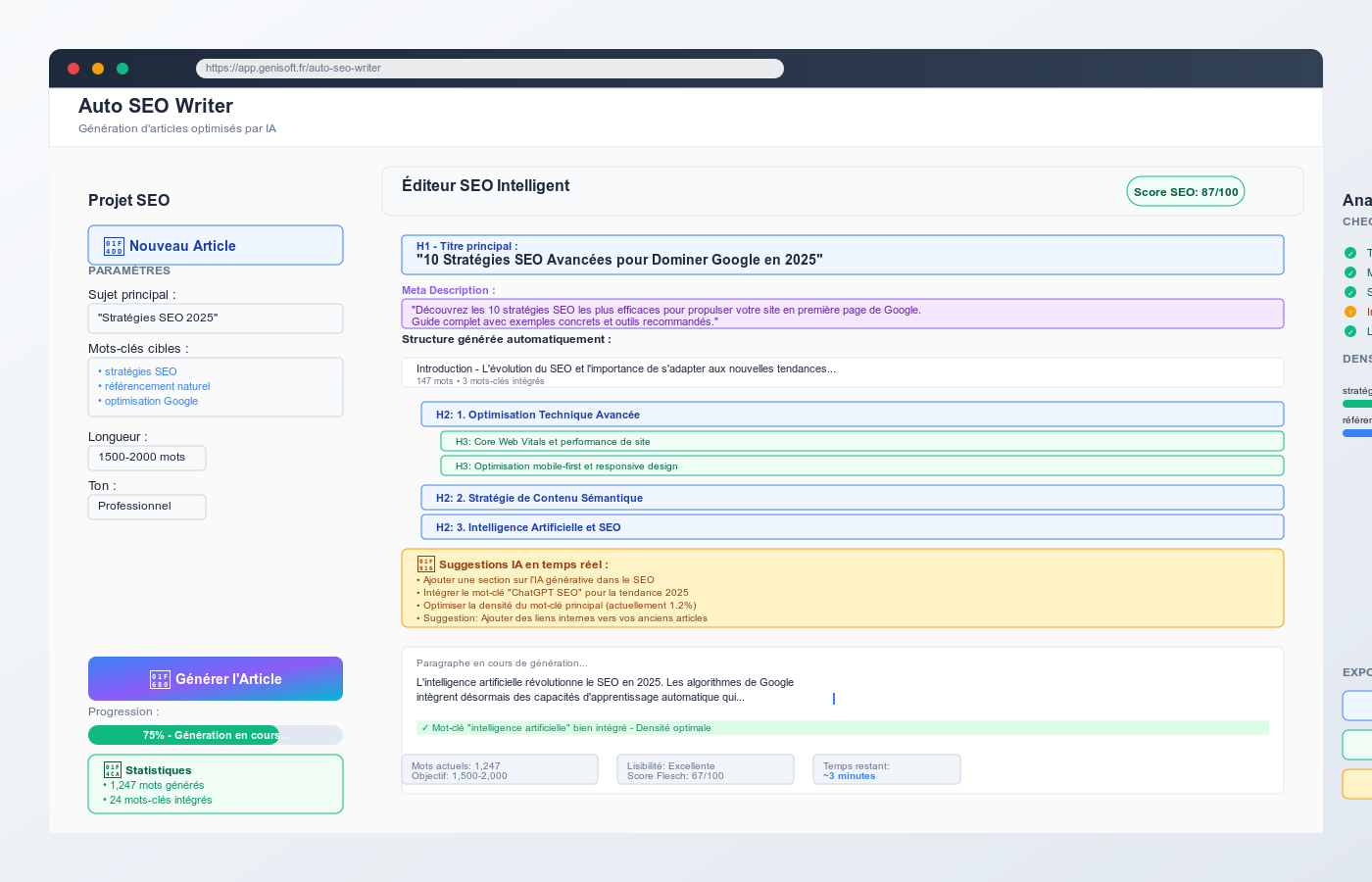 Montrer l'interface utilisateur en action
