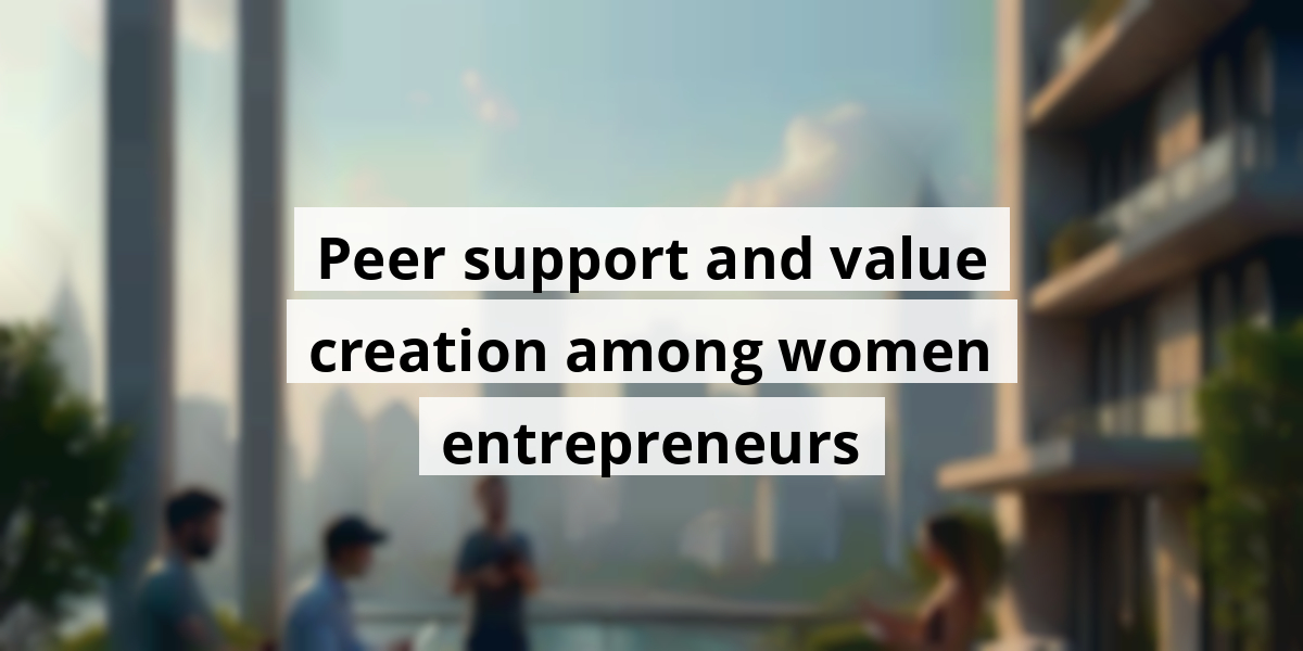 Peer support and value creation among women entrepreneurs