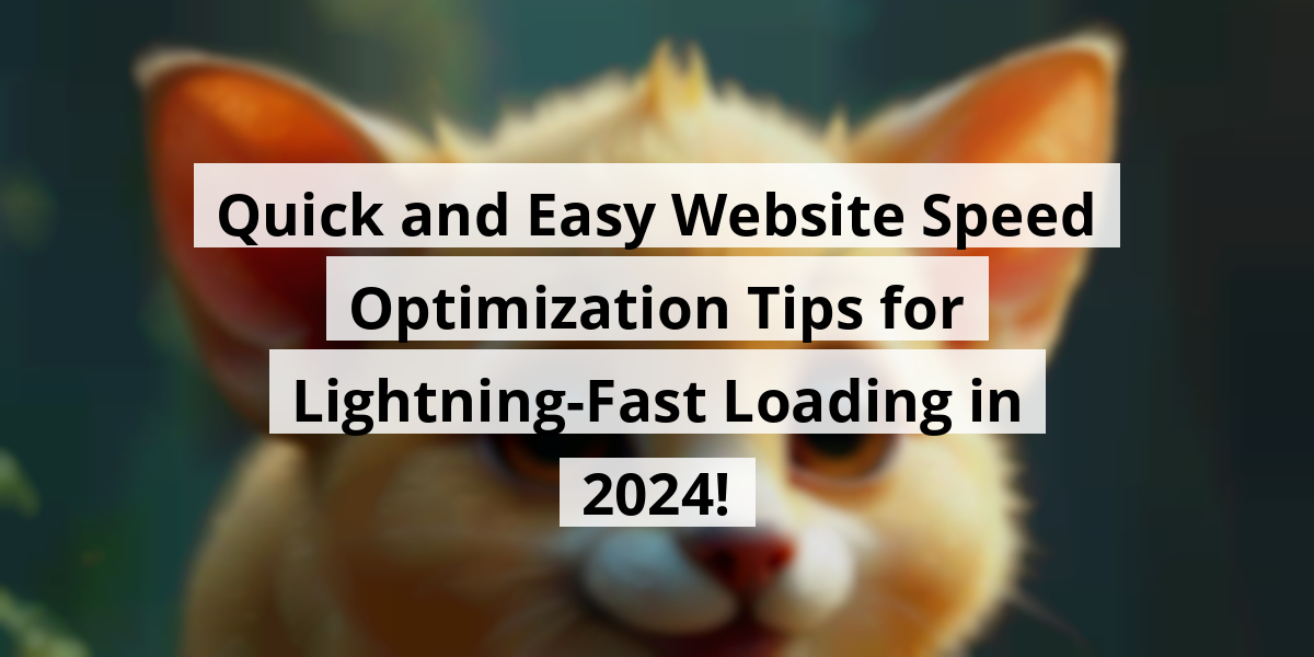 Quick and Easy Website Speed Optimization Tips for Lightning-Fast Loading in 2024!