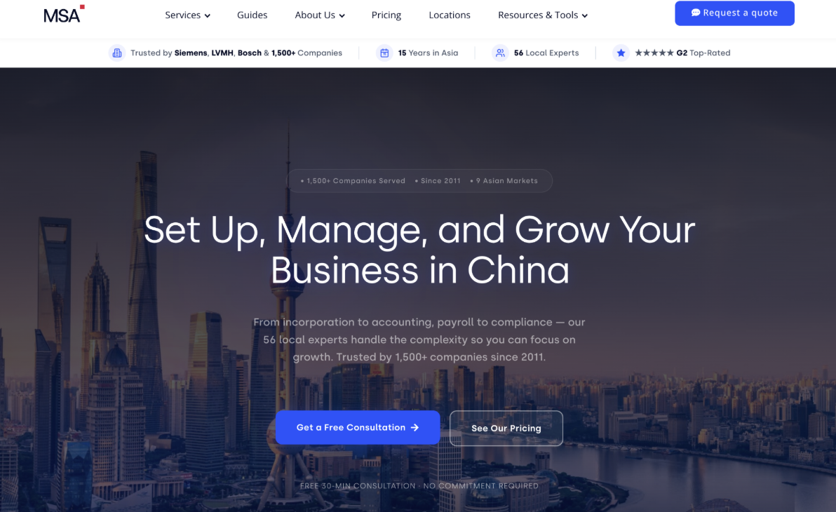 MSA Asia Review 2026: Business Setup and Compliance Support in China