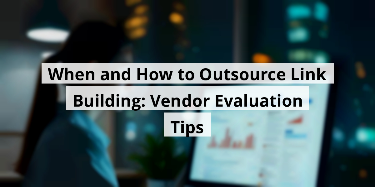 When and How to Outsource Link Building: Vendor Evaluation Tips